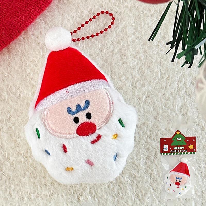Kawaii Christmas Plush Keychain Cartoon Santa Claus Christmas Tree Stuffed Doll Bag Pendant Christmas Hanging Decor Gift