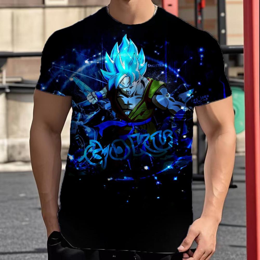 2025 New Fashion Dragon Ball 3D  Summer Short Sleeve O-Neck Goku Vegeta Men's Casual Shirt Boys