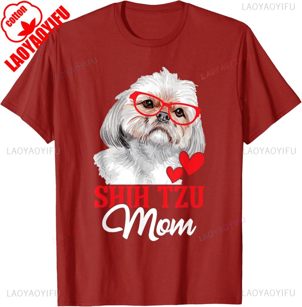 Shih Tzu Mom Dog Owner Animal Breeder Canine Lover Puppy TShirt Graphic T Shirts Summer Cotton Tee Tops Aesthetic Streetwear