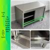 304 Stainless Steel Sliding Door Kitchen Workbench with Rounded Corner and Cutting Board Stove Table