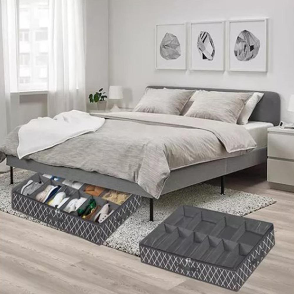 Adjustable Underbed Storage Containers Multi-Grid Design Foldable Under Bed Shoe Storage Non-Woven Fabric With Lids
