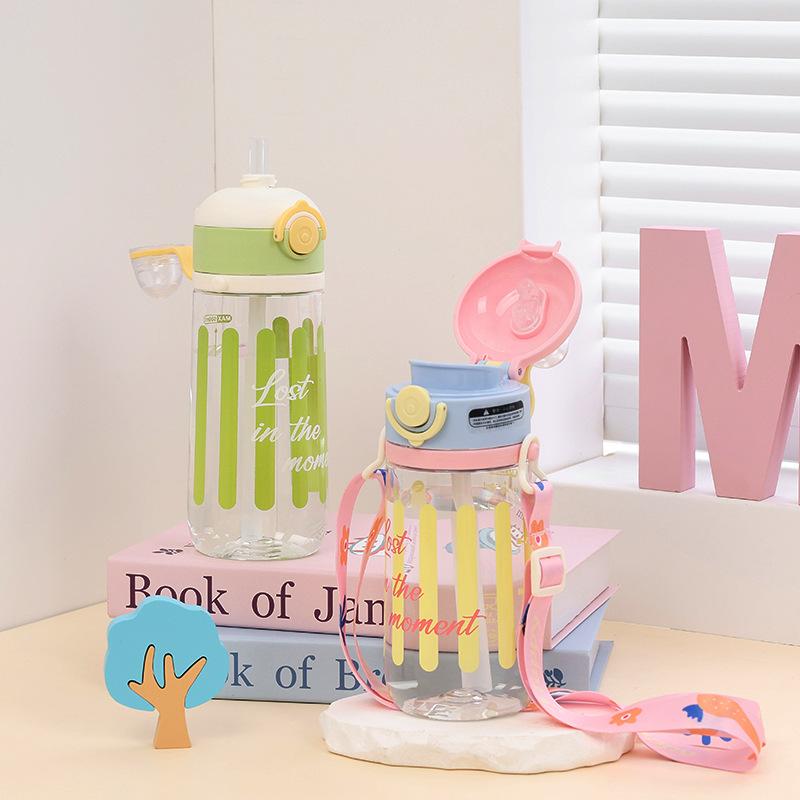 Water bottle summer water cup 1011 new plastic cup high value student cute double drink high temperature resistant portable straw cup