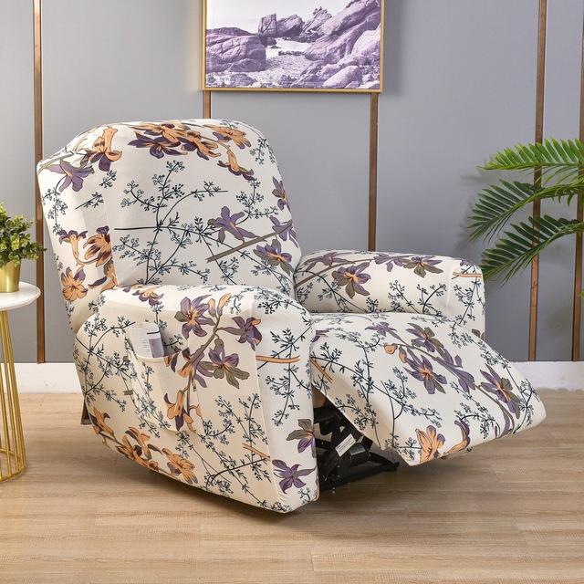 Printed Elastic Recliner Sofa Cover Soft Stretch Single Sofa Covers For Living Room Pets Kid Split Functional Lounger Chair Case