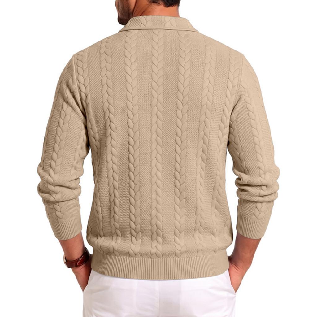 Men's Texture Color Casual Half-Zip Long Sleeve Sweatshirt