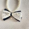 INS Princess Style Bow Ribbon Pet Pearl Necklace Sweet Temperament Cat Dog Collar Neck Ornament Neck