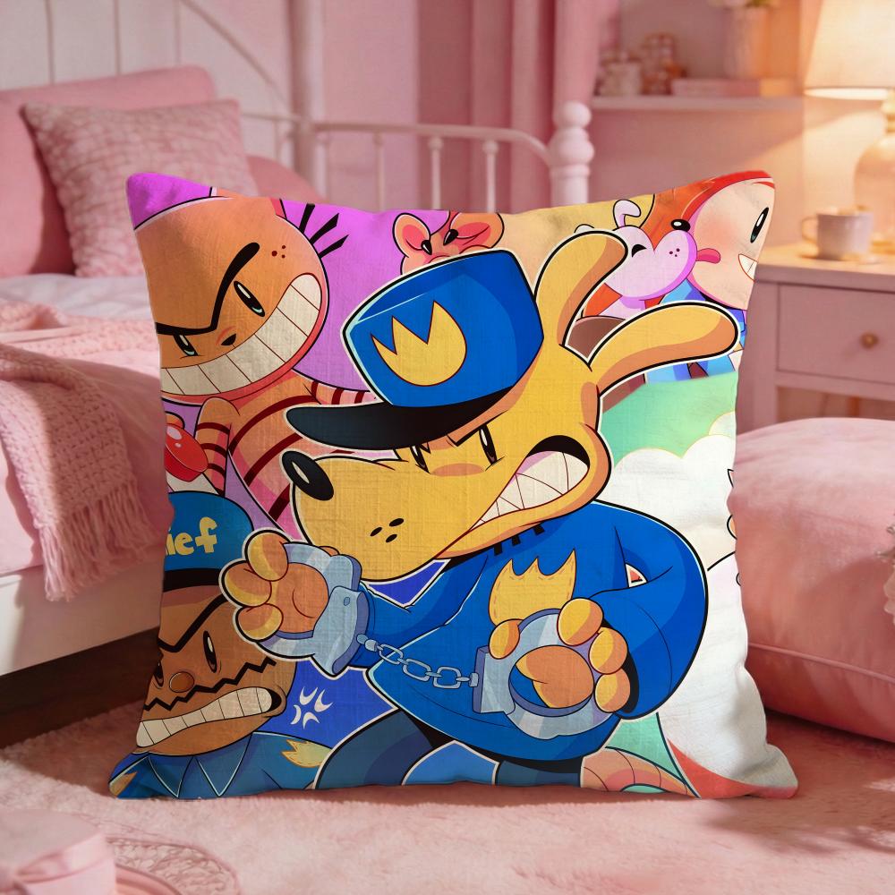 DDogmans Cute Cartoon Cushion Cover Premium Comfort Reversible Pillow Cove Two In One Design For Any Room  Car Interior
