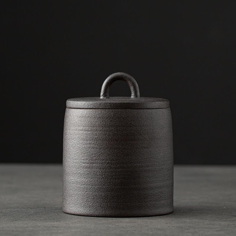 Vintage Stoneware Tea Pot with Lid Ceramic Sealed Food Storage Jar Pu'er Tea Pot Kitchen Nut Candy Storage Bottle Food Container