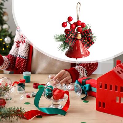 Christmas Bow with Bell Decoration Crafts Decorative, Small Xmas Door Hanger for