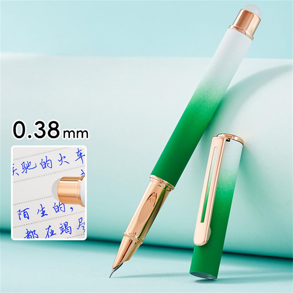 Metal Fountain Pen and 30 Inks Sac Set 0.38mm Tip Erasable for Beginner Student Adult Handwriting Drawing Journaling