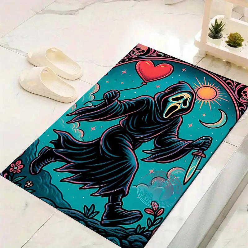 1Pc Scream Horror Artwork Rug, Office Carpet Indoor Outdoor Doormat, Non-Slip Soft, Living Room, Christmas Halloween Gift M929307