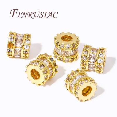 18K Gold Plated Spacer Beads,Zircon Crystal Beads For Bracelets Making,Beads Separators,DIY Accessories