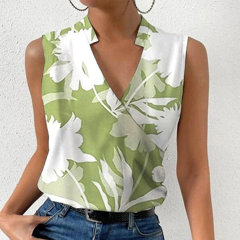 

Printed V-neck Sleeveless Slim Fit Top Printed V-neck Sleeveless Silm Tops Women 8 XXXL(XXXL)