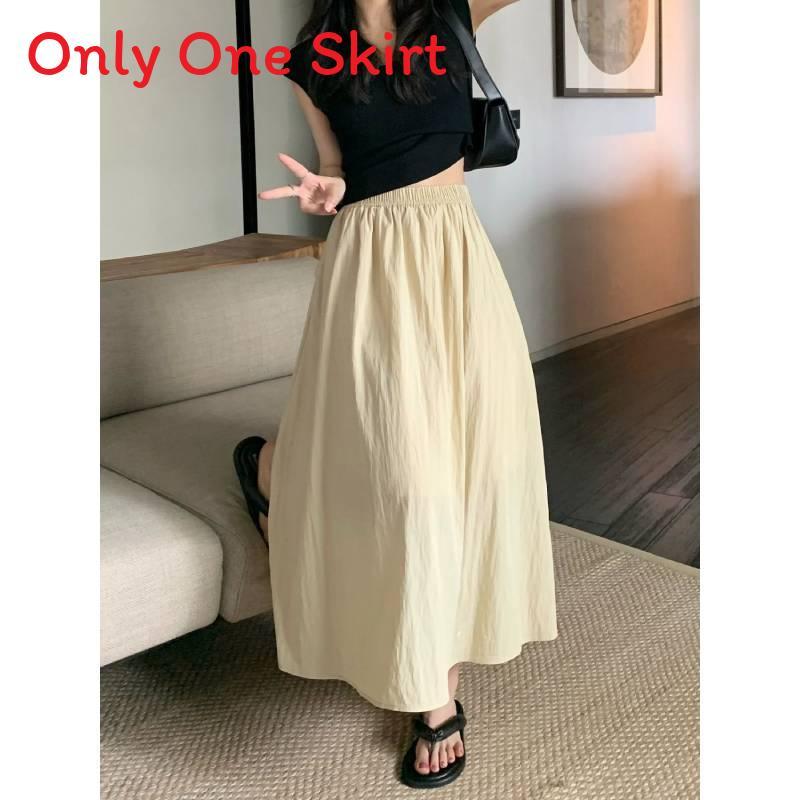 Baumwollmischung Plissierter Midi-Rock Mit Hoher Taille Für Damen Frühling