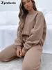 Women's Fall Winter Casual Solid Color Fleece Lined Long Sleeve Pants