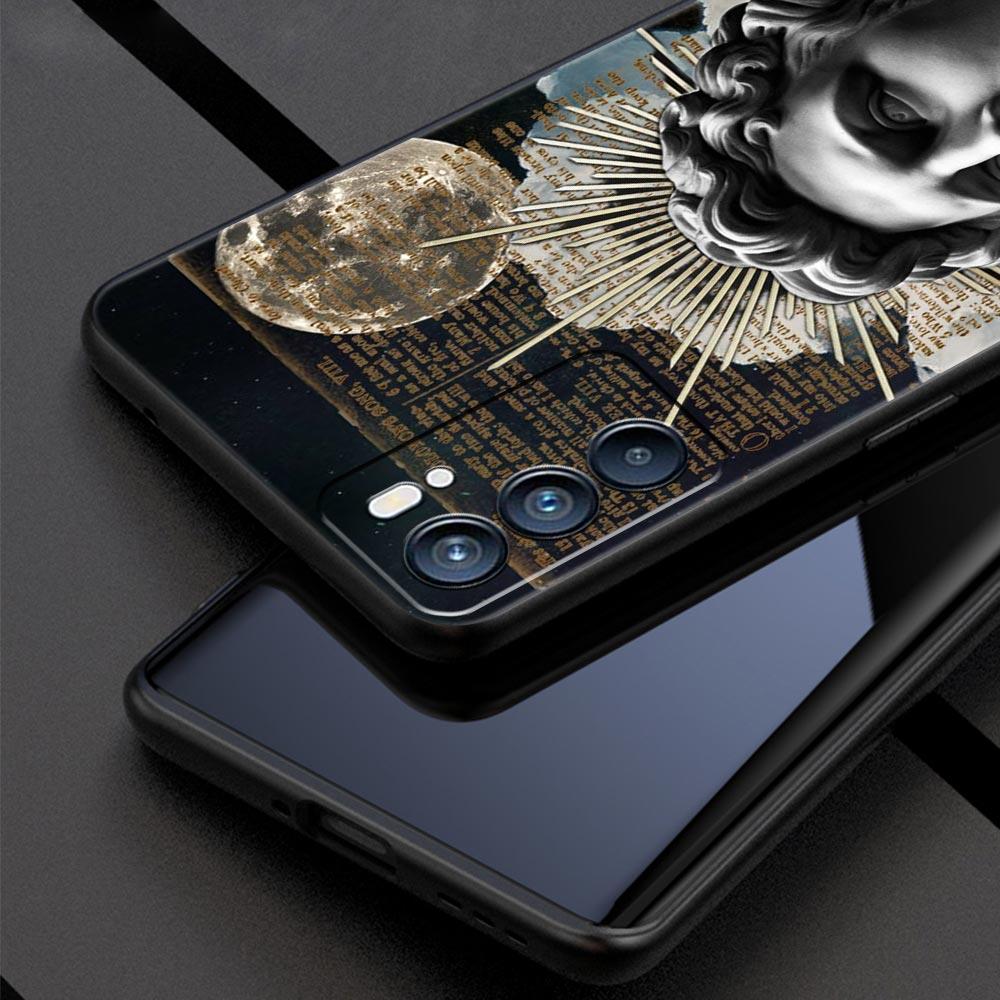 Fashion Ancient Greek Statues Phone Case For Oppo A17 A31 A54 A57 A78 A79 A98 Find X5 X6 Reno 6 7 8 10 11 12 13 F Pro Soft TPU