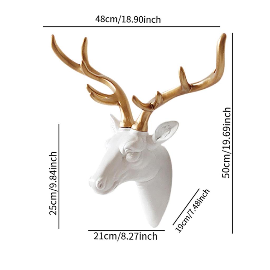 Deer Head Pendant Wall Hanging Decoration Ornament Animal Figure Resin Statue