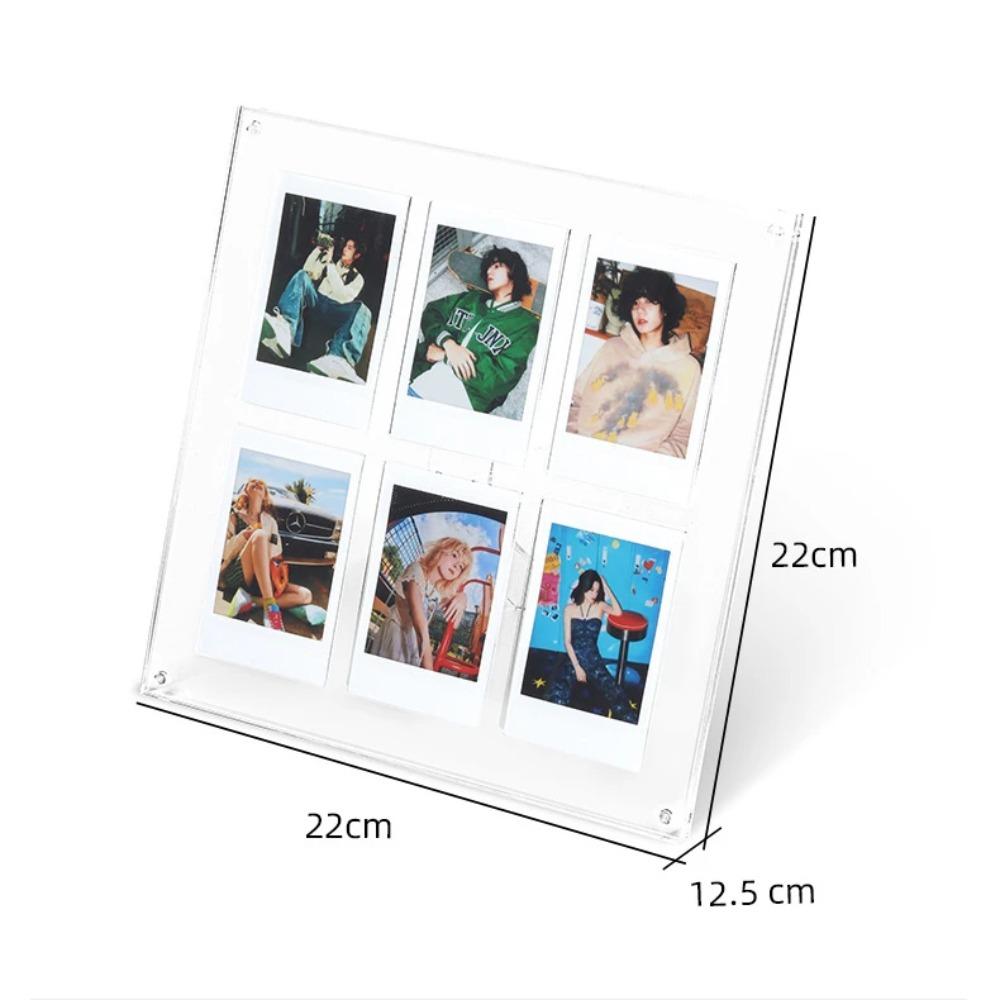 Doppelschichtiger transparenter Acrylrahmen, schwebender magnetischer Bilderrahmen für Fujifilm Instax Mini-Film mit freistehendem