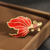 Chinese Classic Red Oil Drop Diamond Koi Brooch Exquisite Niche Versatile Marine Life Goldfish Pin Women's