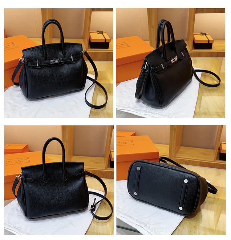 Lyxig handväska med litchi-korn: Stilfull, Mångsidig, Enaxlad & Crossbody Damväska