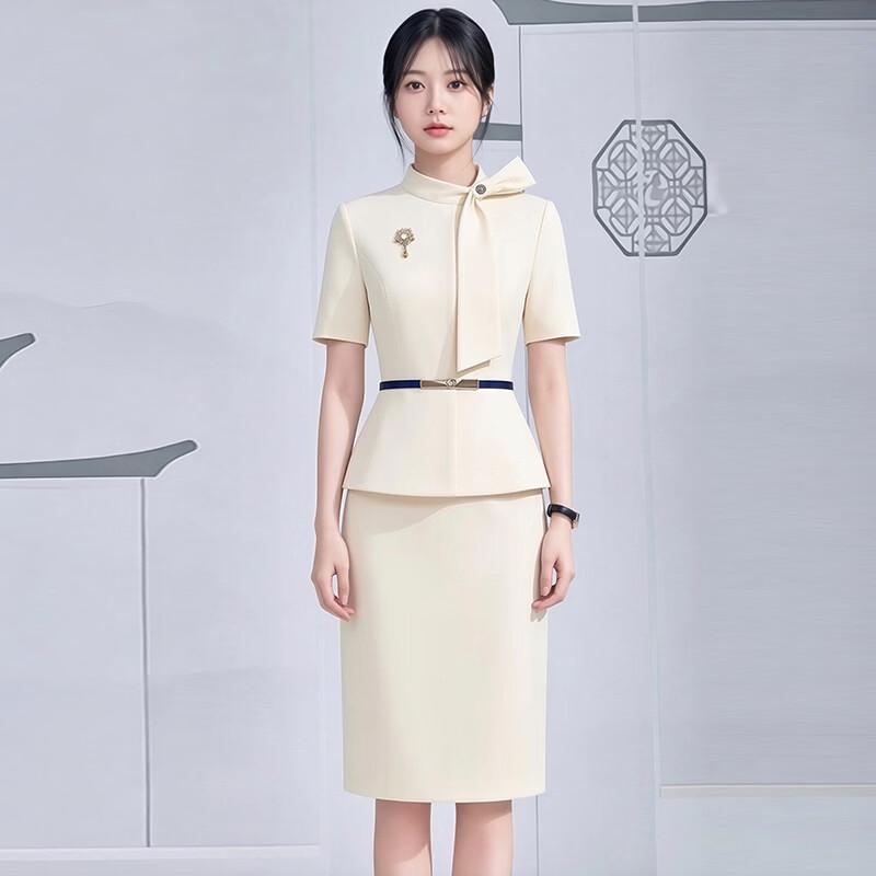 Toluoman Women s Elegant Beige Business Suit Set 3XL