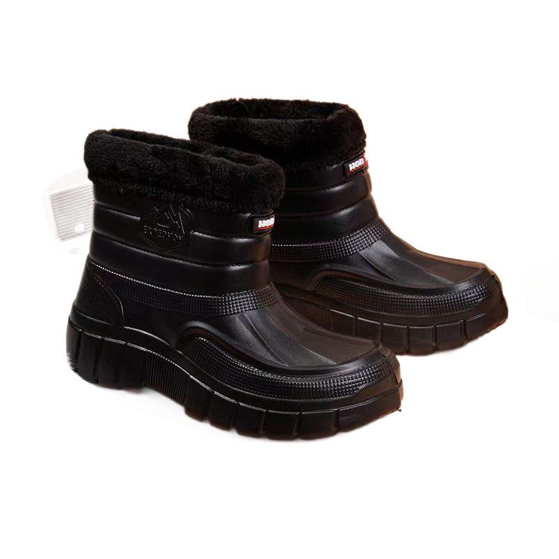 Men's Waterproof Winter High-Top Snow Boots: Non-Slip, Wear-Resistant, Plush Velvet Lining, Lightweight