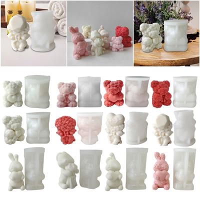 Rose Bear Silicone Mould Candle Soap Mold Birthday Gift Soap Mold Ornament Mother Day Gift for Wedding Gifts for Window Display