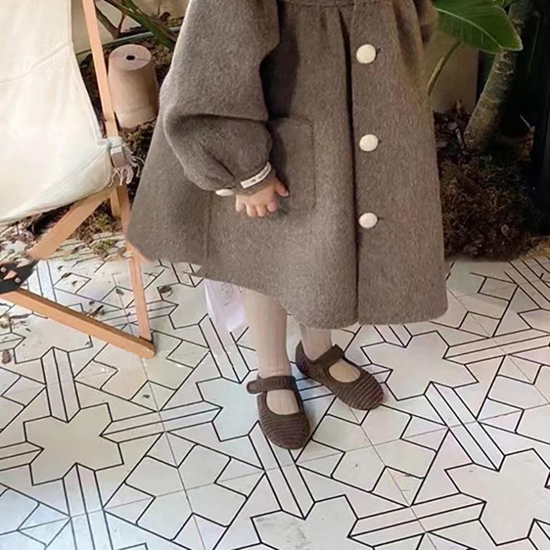 Winter Girl Woolen Woolen Fabric Loose Coat Korean Turn Down Collar Middle Length Overcoat