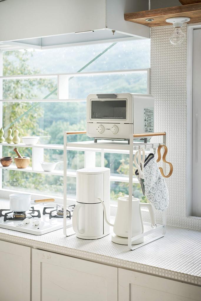 Yamazaki Tosca Kitchen Appliance W36 X D30 X with 3613 Scandinavian-style Rack, White, Approx. H47.5cm, Hooks,