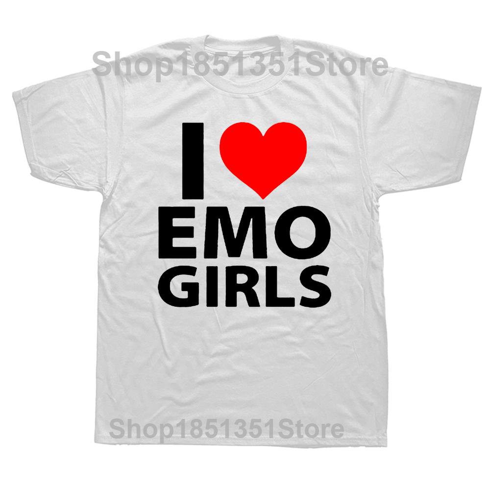 Unisex Roliga Jag Älskar Emo Tjejer T-shirts Sommarstil Grafisk Bomull Streetwear Kortärmad Födelsedagspresenter T-shirt Unisex Kläder