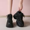 Fashion 7.5CM Women Platform Sneakers Lace-up Autumn Sports Dad Shoes High Top Chunky Casual Shoes Woman Thick Bottom Mesh White Shoes