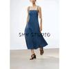 Spring and Summer New Women's Clothing French Simplicity Wind Long Denim Sling Straight Collar Midi Skirt Dress 8197082