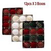 24pcs Wine Red Christmas Ball Ornaments Flocking Christmas Tree Party Decoration New Year Christmas Spheres Pendant Balls
