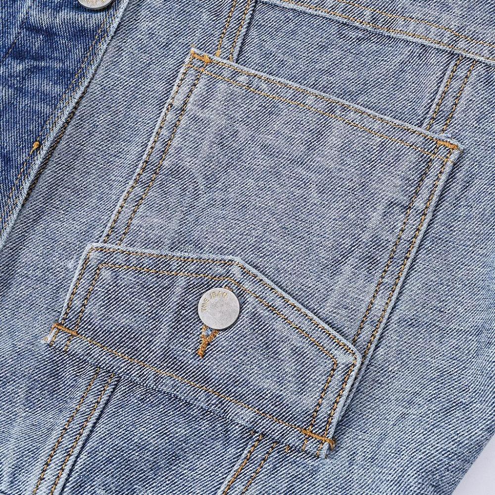 Spring/Summer New Style Fashion Women's Unique Colorful Long-Sleeved Short-Sleeved Denim Jacket with Reversed Pockets and Patched Design