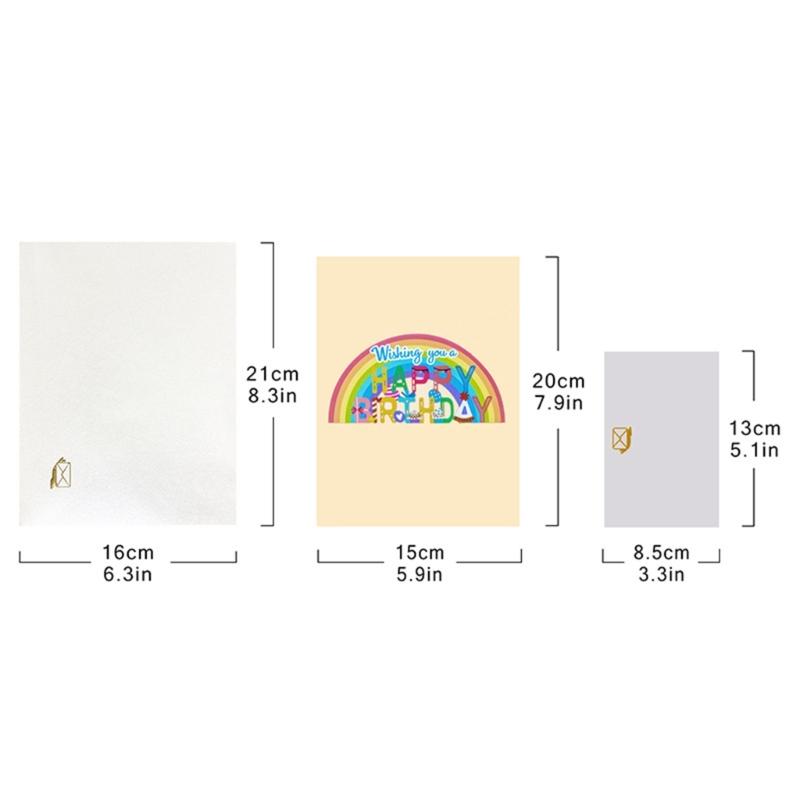Elegant 3D Popup Birthday Greeting Card with Rainbow Theme Colorful Design Perfect Gift for Women Men and Children