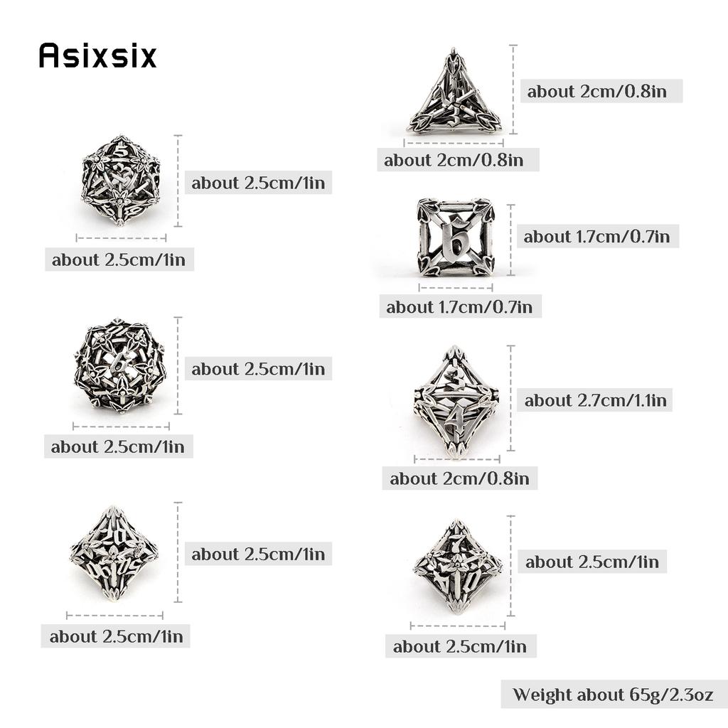 7 Pcs White Leaf Flower Metal Dice Hollow Metal Polyhedral Dice Set Suitable For Role-Playing Dice PropBoard Game Gift