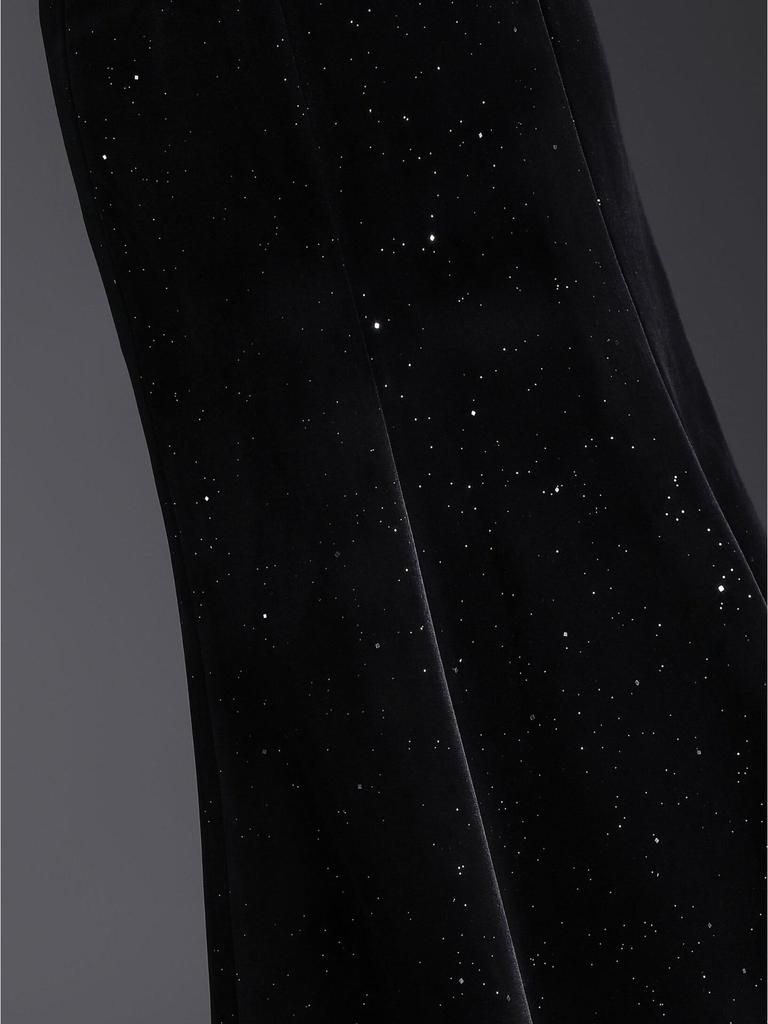 Black Velvet Sequin Fishtail Skirt - 2026 Spring High-Waisted Bodycon Skirt for Commuting
