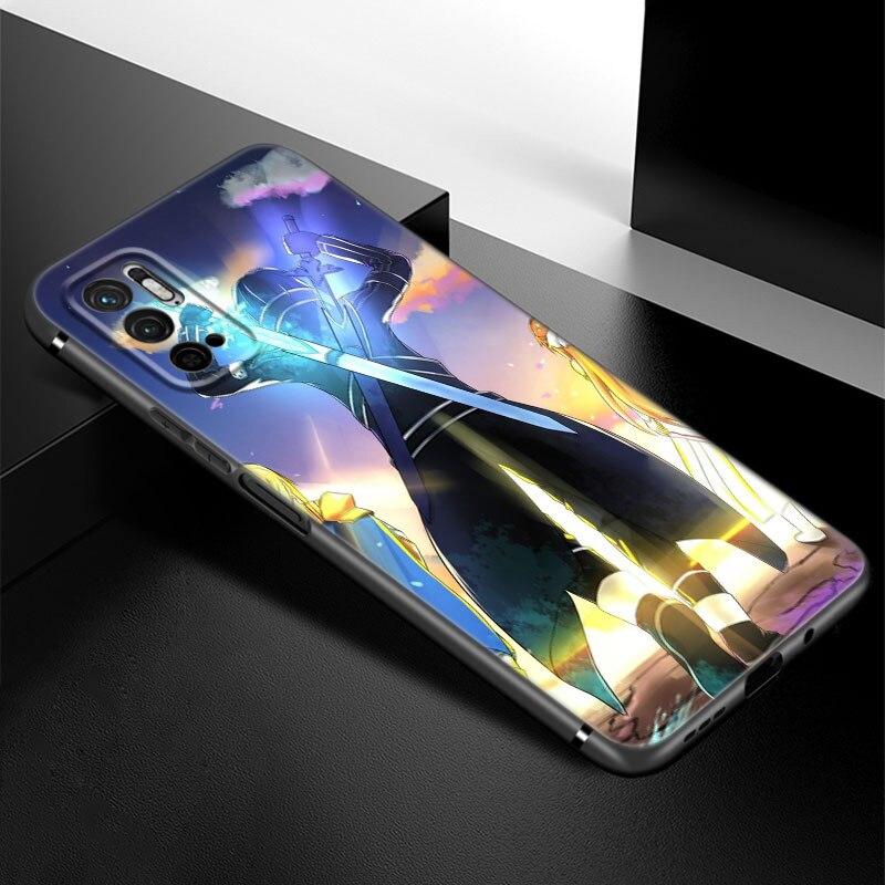 Anime Kirito ve Asuna telefon kılıfı Xiaomi Redmi için not 7 8 8T 9 9S 10 10S 10T 11 11S 4G 11E 11T Pro 5G yumuşak TPU siyah kapak