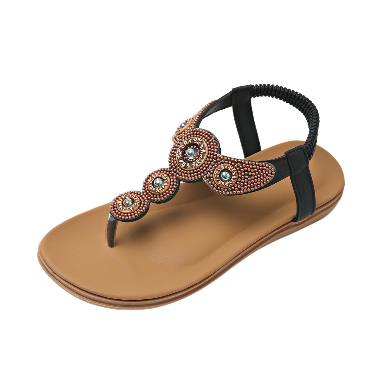 

Балетки на платформе с перемычкой для пальца, женские сандалии, шлепанцы, хрустальные тапочки, лето 2025, новый тренд, пляжная одежда, повседневные сандалии, богемный стиль 42 чёрный