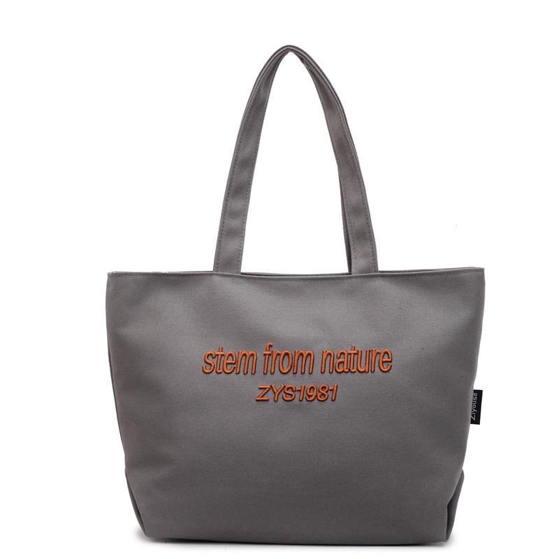 

Сумка большой вместимости с вышивкой букв, женская на плечо, подмышку, сумка-тоут для поездок серый