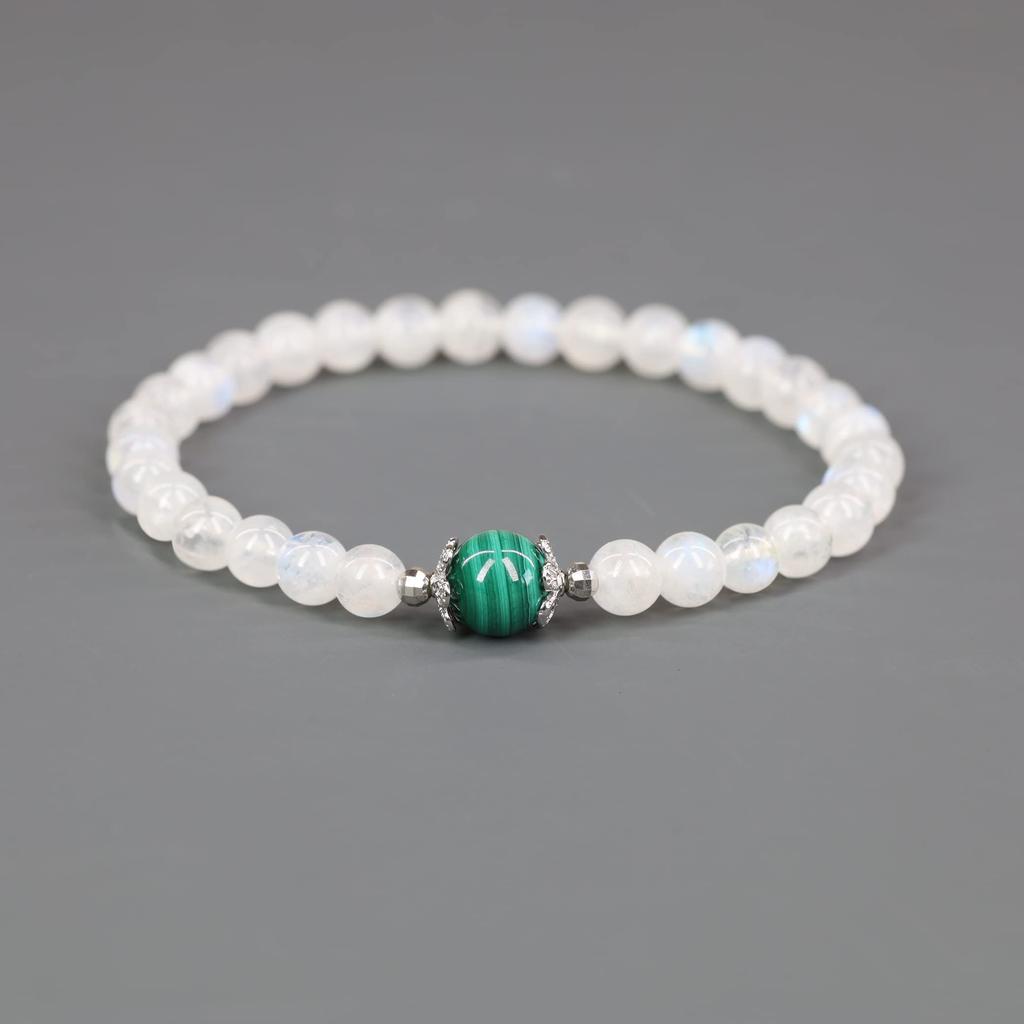 [Koai] Moonstone and Malachite June Birthstone Bracelet