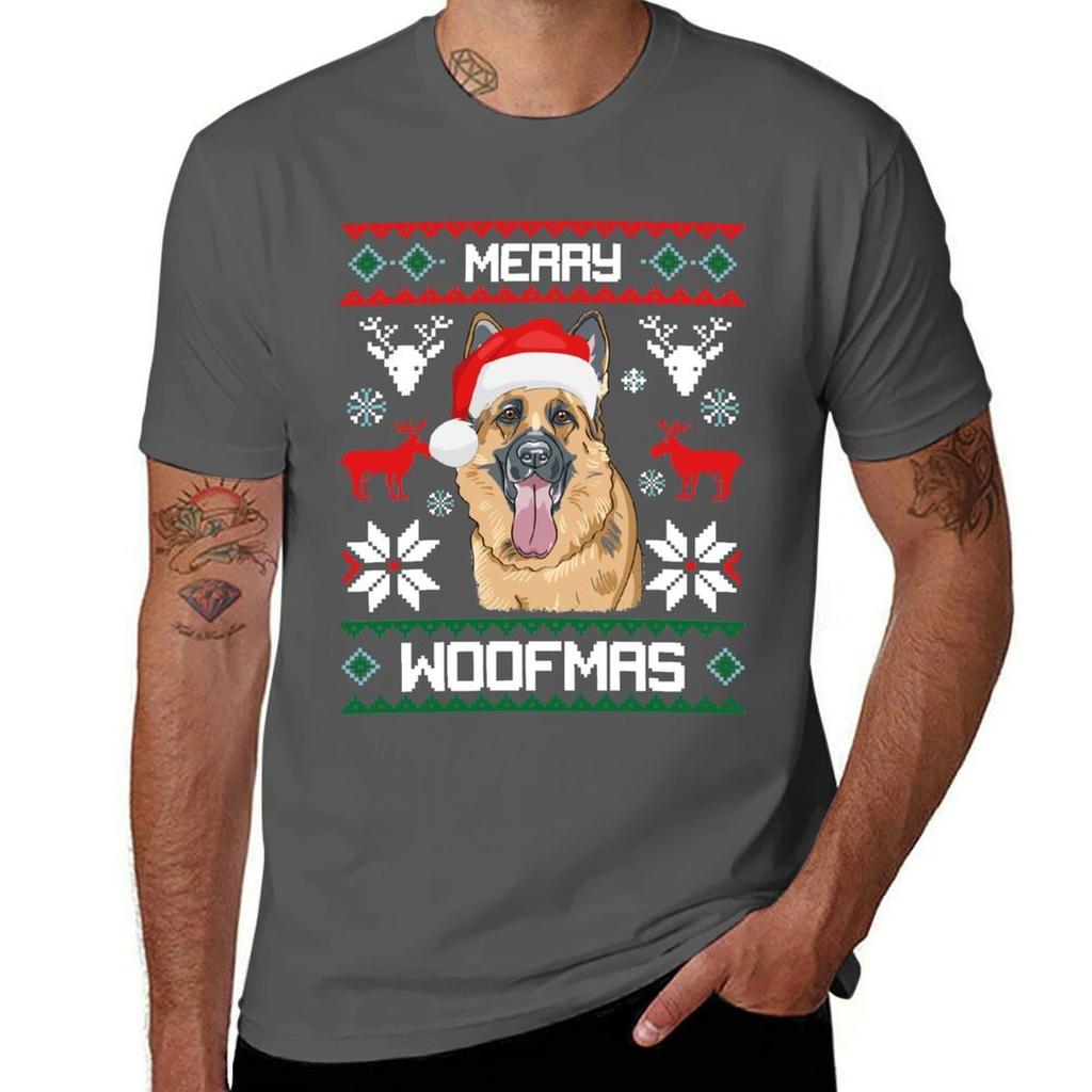 Gerunisex Shepherd Merry Woofmas Christmas Dog Gift Tshirt Cotton T Shirt Pack Anime T Shirts For Unisex Tshirt