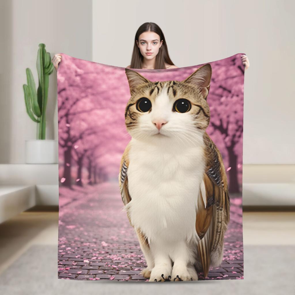 Explosion Toilet Meowl Cat Warm Soft Blanket Novelty Plane Travel Throw Blanket Couch Bed Flannel Bedspread Sofa Bed Cover