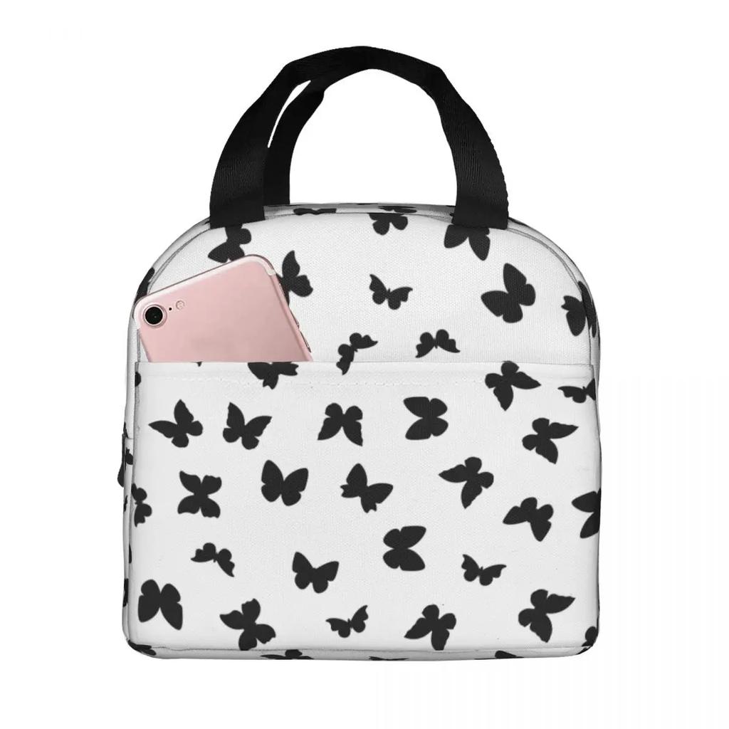 Butterfly Lunch Bags Portable Insulated Ox Cooler Thermal Work Lunch Box for Women Children