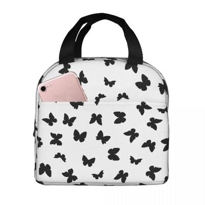 Butterfly Lunch Bags Portable Insulated Ox Cooler Thermal Work Lunch Box for Women Children