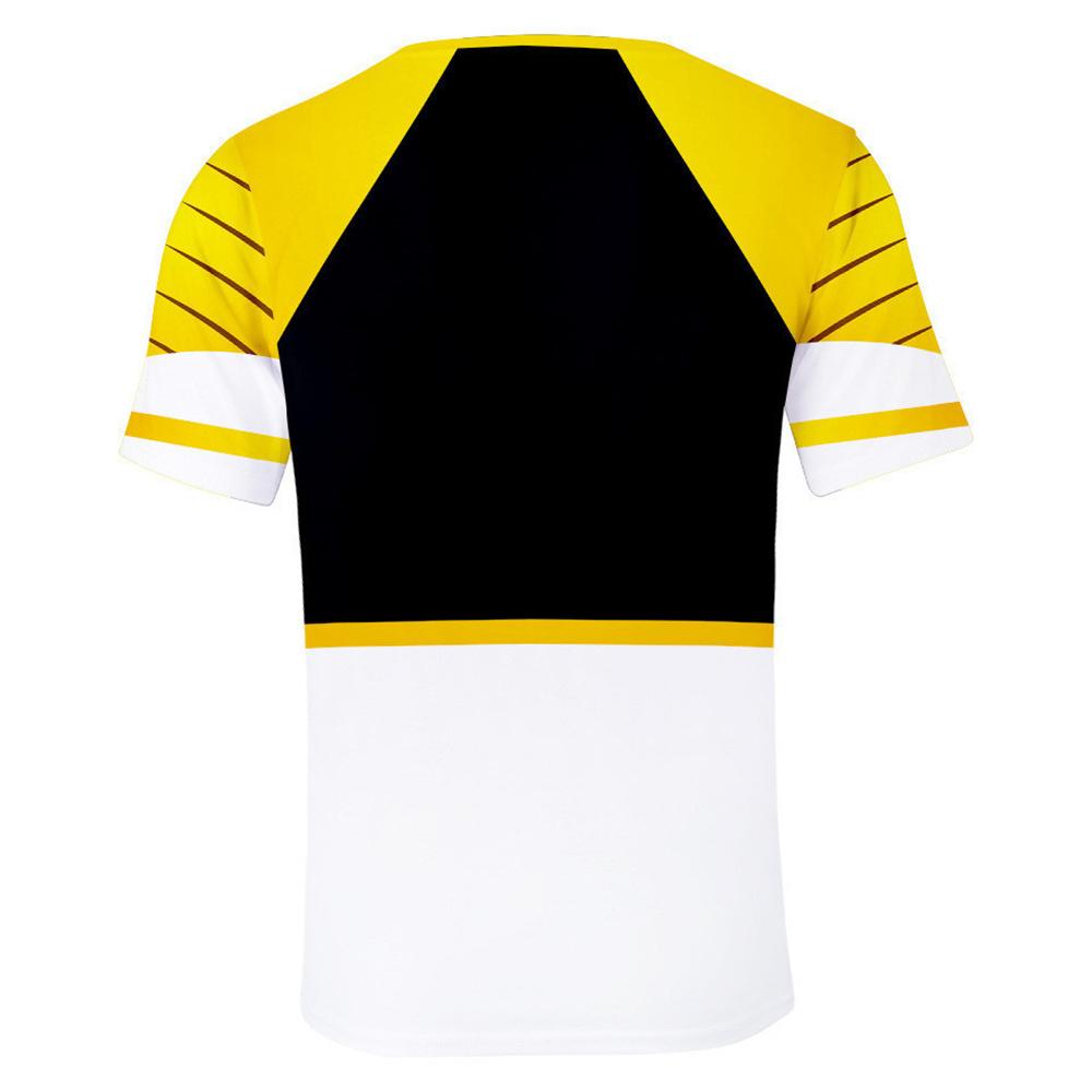 Yellow Black White Split Ranger Costume T-Shirt Unisex Power Rangers Emblem 3D All Over Print Cosplay Short Sleeve Casual Tee