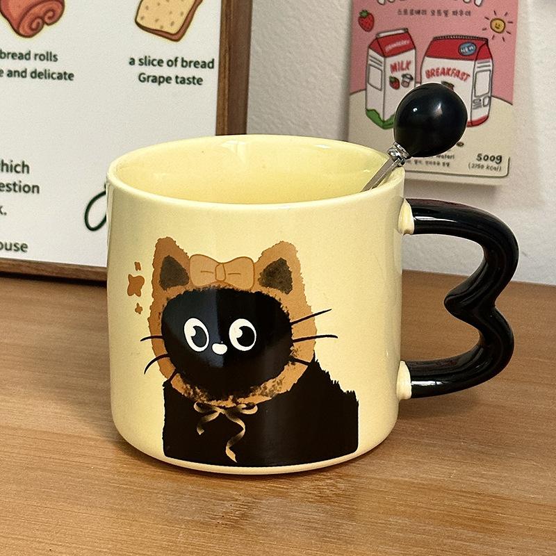 

Милая чашка Керамическая чашка с крышкой Мультяшный подарок Чашка для воды Высоко выглядящий Сувенир Креативная Персонализированная кружка Кот 400ml