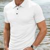 Men's Short-sleeve Polo Shirt with Button-down Collar and Stretch Fit