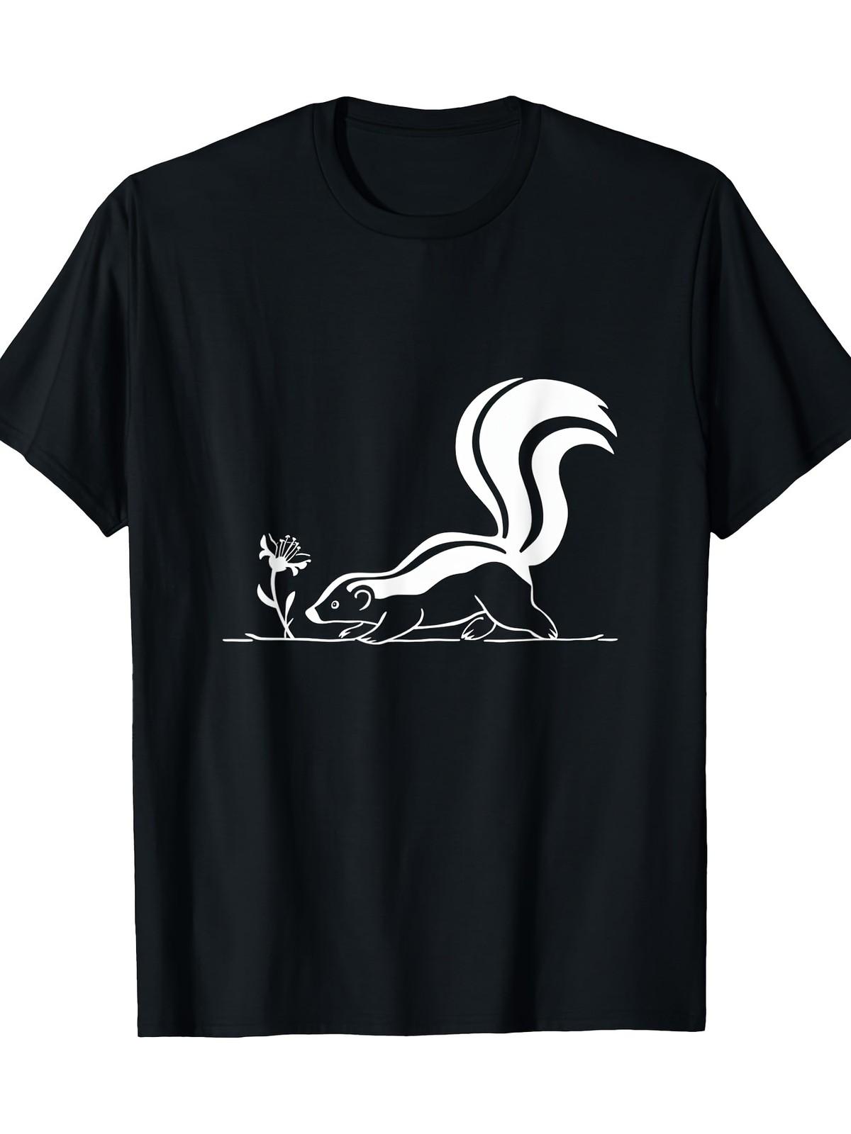 Cute Skunk Graphic T-Shirt-Skunk Lover Design with Skunk S Lettering S