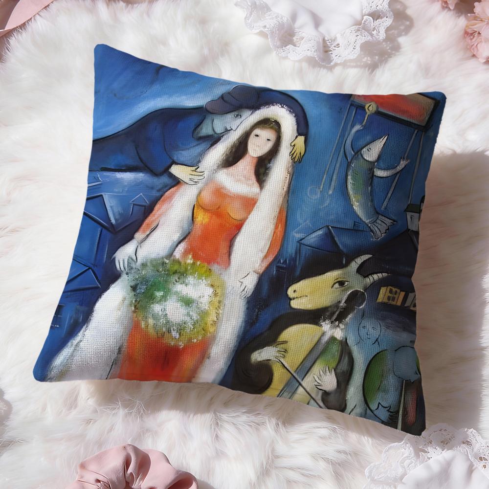 M-Marc C-Chagall Paintings Cushion Cover Premium Comfort Reversible Pillow Cove -Two In One Design for Any Room & Car Interior