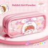 Super Large Capacity Cute Cartoon Canvas Pencil Case High Color Value Primary School Stationery Bag Transparent Plastic Material